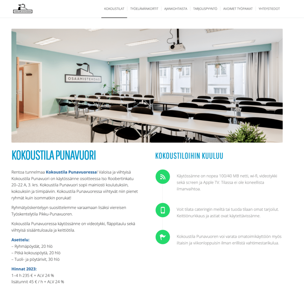 Osaamistehdas - Kokoustilat ja työelämänkortit - Kokoustila Punavuori Osaamistehdas - Kokoustilat ja työelämänkortit - Kokoustila Punavuori