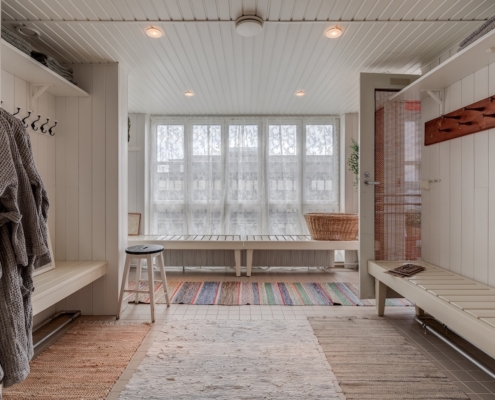 Sauna-Pasila-helsinki-pukuhuone Tunnelmallinen pukuhuone Sauna Pasilassa, Messukeskuksen naapurissa.